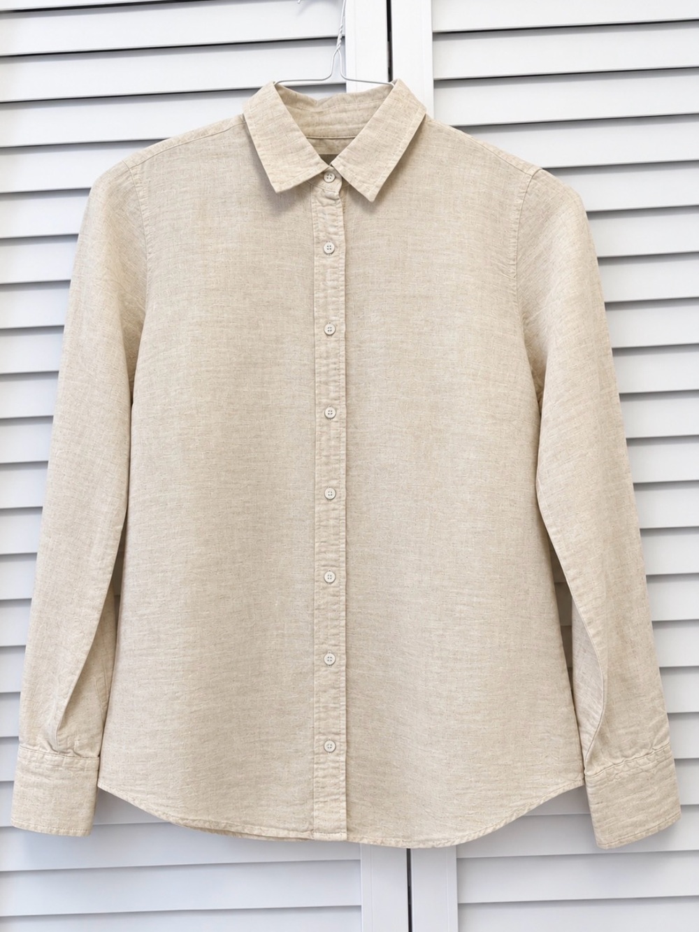 J.Crew Beige Linen Button-Up Shirt